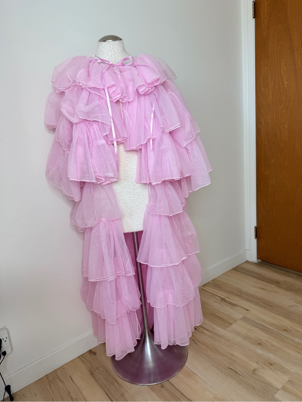 Pink Layered Ruffle Cape Coat - Picture 3 of 5